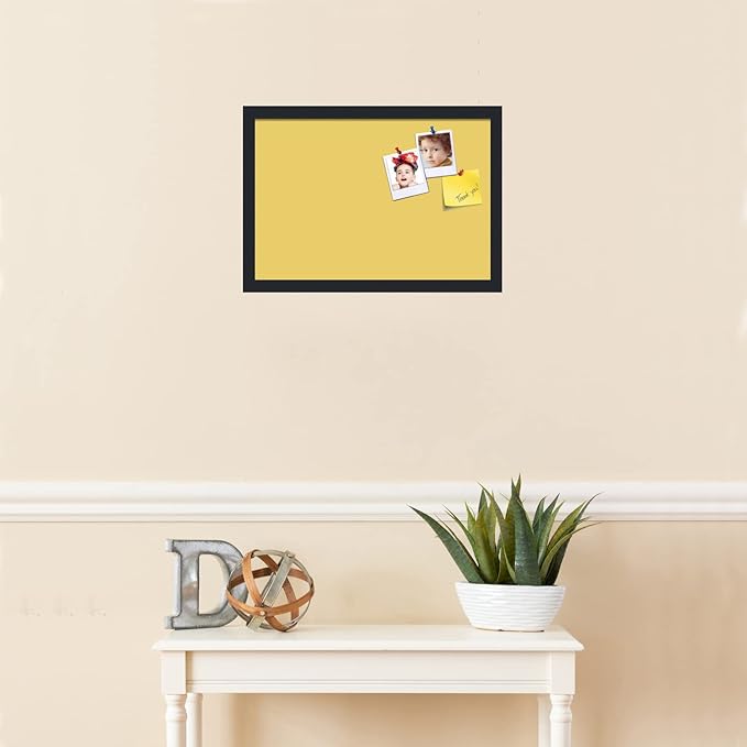 PinPix 19x13 Inch Cork Bulletin Board. This Decorative Framed Pin Board Comes with Honey Pastel Design and a Satin Black Frame. Ideal for Home Office Decor or Message Board (PinPix-1810)