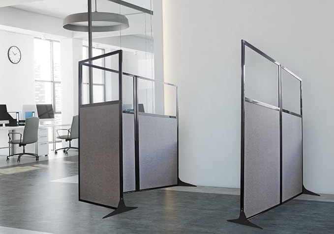 Versare Workstation Partition | Portable Wall Divider | Modern Office Cubicle | Free Standing Privacy Screen | Flexible Work Space | 66" x 70" Papaya Fabric Panels