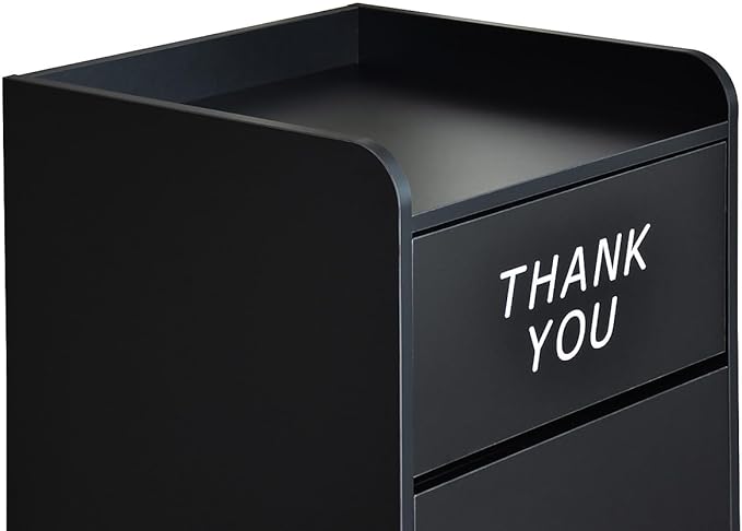 Flash Furniture Sony Laminate Wood Commercial-Grade Trash Receptacle with Tray Top, Wooden Restaurant Trash Can Cabinet and Garbage Receptacle, Black