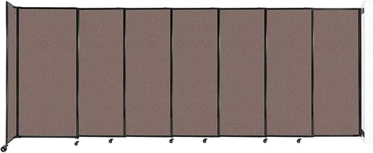 Wall-Mounted Sliding StraightWall Room Divider | Adjustable Widths | Locking Wheels | Room Separator | Up to 15'6" Wide x 6' Tall Latte Fabric Panels