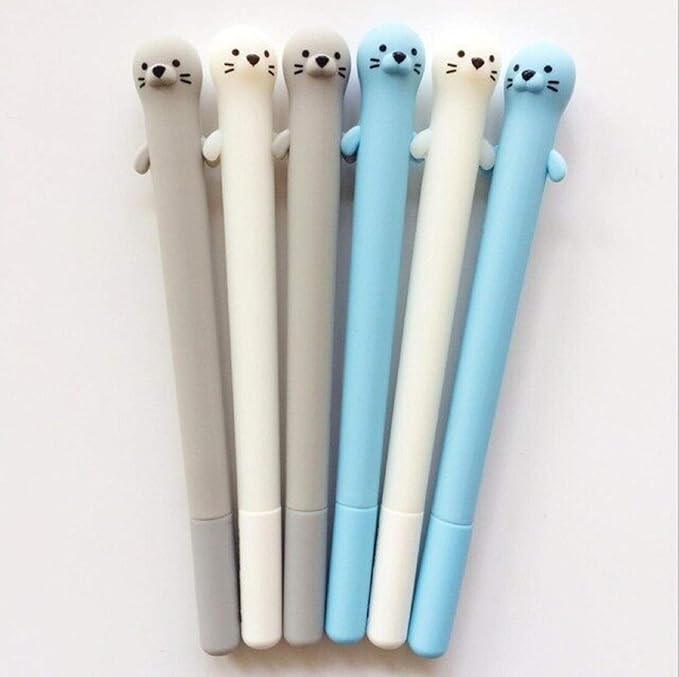 Doraking 3pcs 0.5mm Fine Point Gel Pens, Cute Cartoon Otters Refillable Gel Ink Pens, Black Ink Pen for Writing Note with Box (Otter)