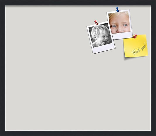 PinPix 28x24 Inch Cork Bulletin Board. This Decorative Framed Pin Board Comes with Light Stone Design and a Satin Black Frame. Ideal for Home Office Decor or Message Board (PinPix-1809)