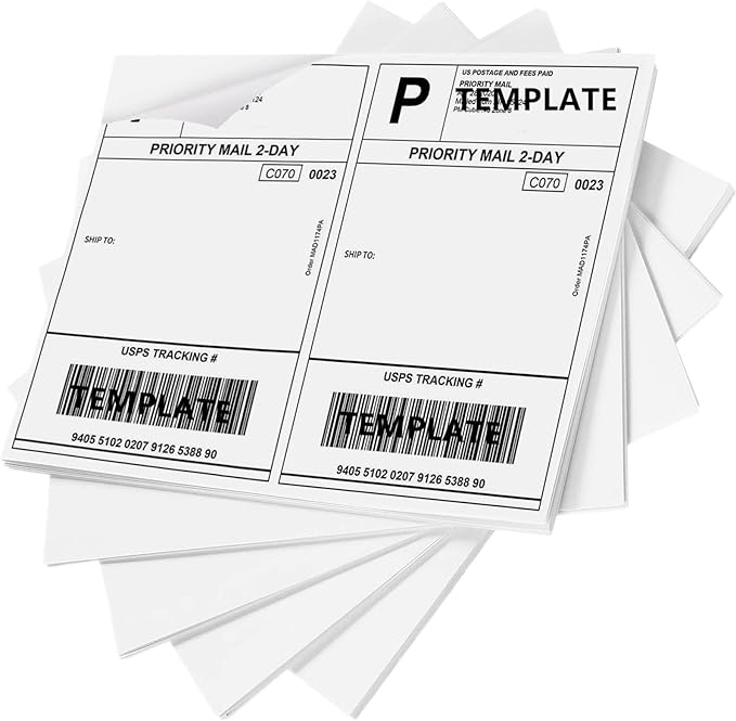 Coopaty Half Sheet Shipping Labels for Laser and Inkjet Printers 8.5 x 5.5 Mailing Address Labels, Permanent Adhesive (10000 Sheets, 20000 Labels)