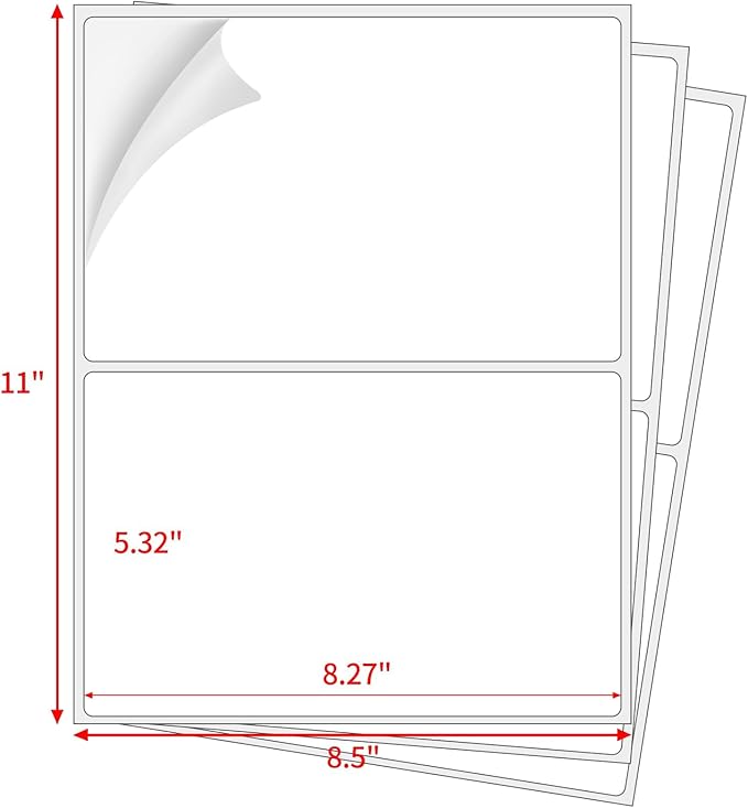 Coopaty Half Sheet Shipping Labels 8.5" x 5.5" Sticker Labels for Laser & Ink Jet Printers, 2 Per Page Self Adhesive Mailing Labels for Packages (8000 Labels)