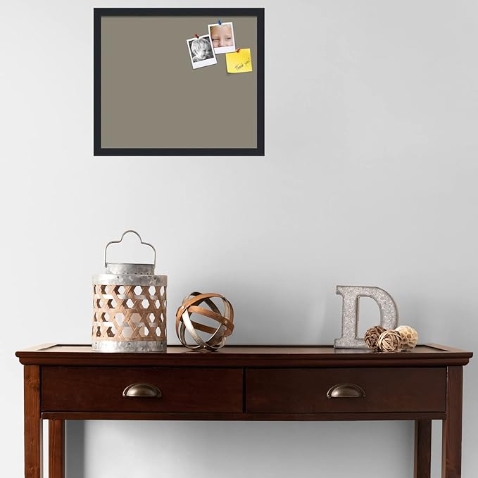 PinPix 20x17 Inch Cork Bulletin Board. This Decorative Framed Pin Board Comes with Pewter Design and a Satin Black Frame. Ideal for Home Office Decor or Message Board (PinPix-1812)