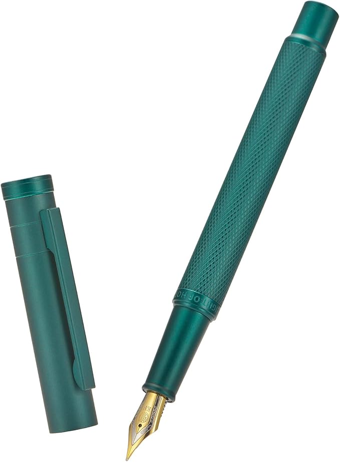Hongdian 1851 Green Forest Fountain Pen Medium Nib, Classic Design with Converter and Metal Pen Case