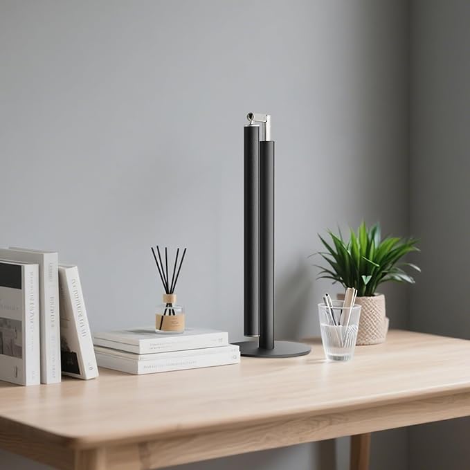 Metal LED Desk Lamp for Home Office - Foldable Industrial Desk Light with Base, 16" Dimmable Table Lamp for Reading, 4 Color Temps, 15W Modern Desktop Lamp for College Dorm Study Task Work