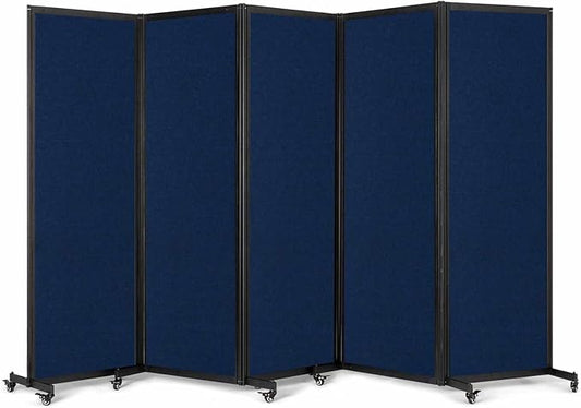 Room Partition,Office Divider,Portable Commercial Screen Dividers,Privacy Partition Separator,Classroom School Dividers, 10'6"L* 6'7"H,5 Panel,Blue