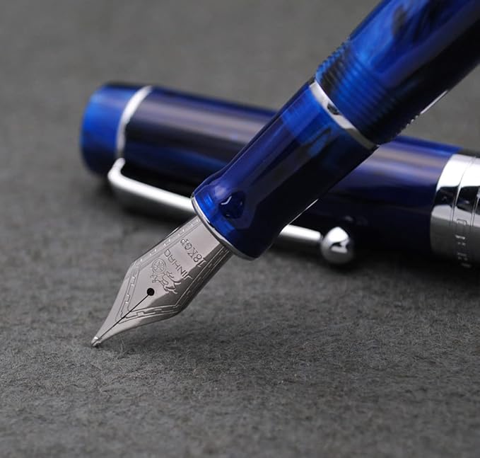JINHAO 100 Fountain Pen with Ink Converter (Medium Nib 0.7mm, Galaxy Blue with Silver Clip)