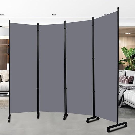 Room Divider Portable 88'' Partition Room Dividers and Folding Privacy Screens 4 Panel Wall Divider for Room Separation,Freestanding Fabric Room Divider Panel with Wheels for Home Office Hospital