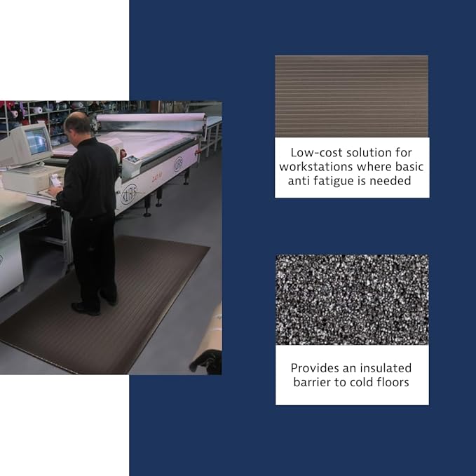 Notrax 410 Airug® 3' x 12' x 5/8" Anti Fatigue Mat, Enhanced Slip Resistance with Beveled Edges and Ribbed Surface, Ideal for Industrial and Commercial Workplaces, Black, 410S5312BL