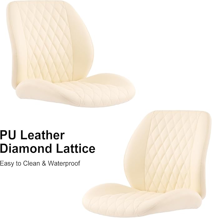YFO Home Office Desk Chair Office Rubber Casters Ergonomic Computer Chair with Lumbar Support Adjustable Height Rolling Swivel Executive Task Armrests Chair๏ผ White Leather