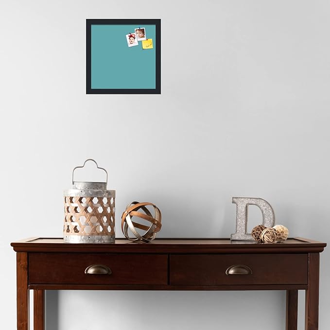 PinPix 12x12 Inch Cork Bulletin Board. This Decorative Framed Pin Board Comes with Aqua Pastel Design and a Satin Black Frame. Ideal for Home Office Decor or Message Board (PinPix-1806)