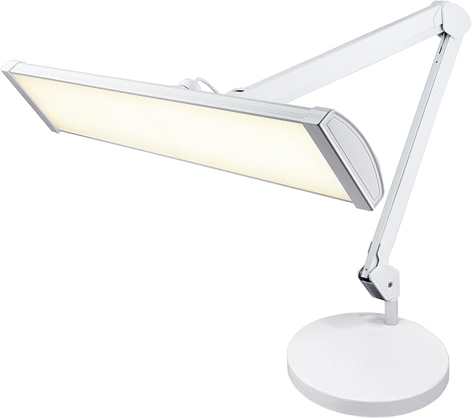 Neatfi Ultra 3,500 Lumen LED Desk Lamp, Color Correlated Temperature, 3 Light Modes, Dimmable, 45W, 26 Inch Wide Metal Shade, 540 SMD LEDs (CCT with Base, White)