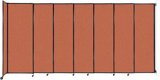 Wall-Mounted Sliding StraightWall Room Divider | Adjustable Widths | Locking Wheels | Room Separator | Up to 15'6" Wide x 7'6" Tall Papaya Fabric Panels