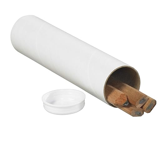 BOX USA BP1506W Mailing Tubes with Caps, 1-1/2" x 6", White (Pack of 50)