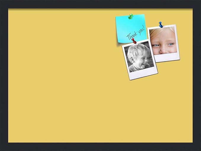 PinPix 22x16 Inch Cork Bulletin Board. This Decorative Framed Pin Board Comes with Honey Pastel Design and a Satin Black Frame. Ideal for Home Office Decor or Message Board (PinPix-1810)