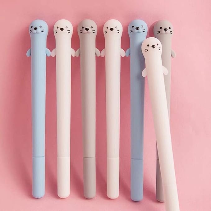 Doraking 3pcs 0.5mm Fine Point Gel Pens, Cute Cartoon Otters Refillable Gel Ink Pens, Black Ink Pen for Writing Note with Box (Otter)