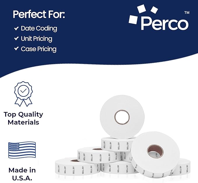 Perco Sell by Labels for Monarch 1136 Price Gun – Case of 8 Sleeves, 112,000 Marking Labels Value Pack