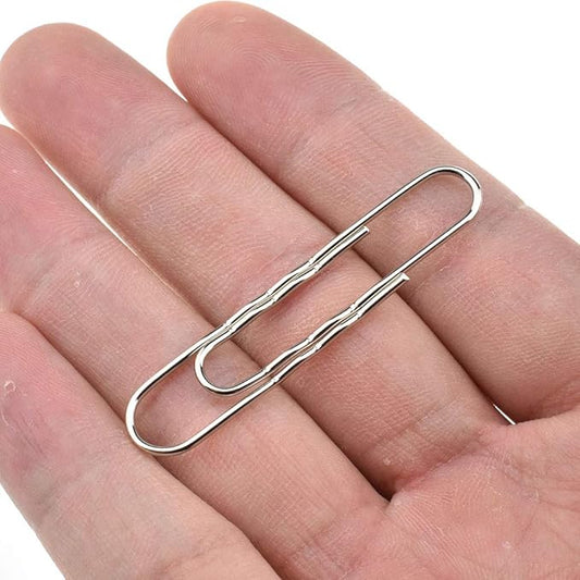 HAHIYO Paperclips Nonskid New Upgrade No Paper Scratch Large 2β Length Paper Clips with Curve Non Skid Heavy Duty Tight Grip Thick Rust Proof Reusable Metal Bright Silver for Home Office 90 Pack