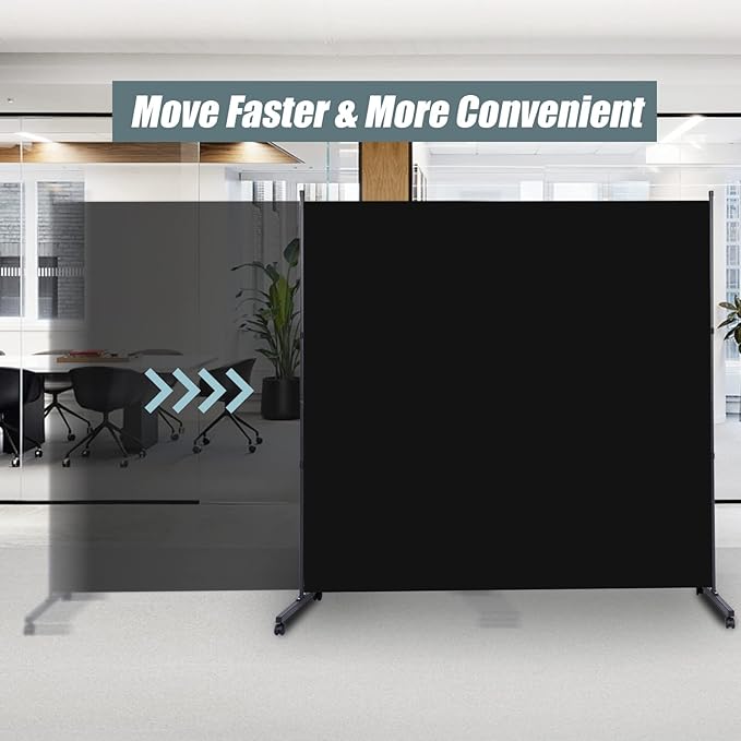 Room Divider Single Panel Privacy Screen W/Wheels, 71'' Wide Portable Room Divider Screen, Upgrade Fabric Wall Divider for Room Separation, Freestanding Partition Room Dividers for Home Office Studio