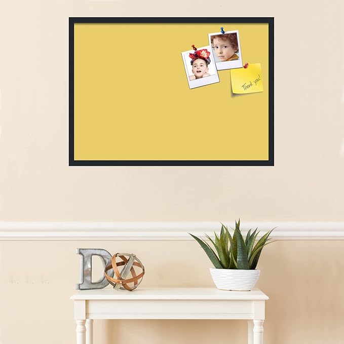 PinPix 34x24 Inch Cork Bulletin Board. This Decorative Framed Pin Board Comes with Honey Pastel Design and a Satin Black Frame. Ideal for Home Office Decor or Message Board (PinPix-1810)