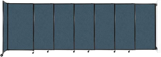 Wall-Mounted Sliding StraightWall Room Divider | Adjustable Widths | Locking Wheels | Room Separator | Up to 15'6" Wide x 5' Tall Caribbean Fabric Panels