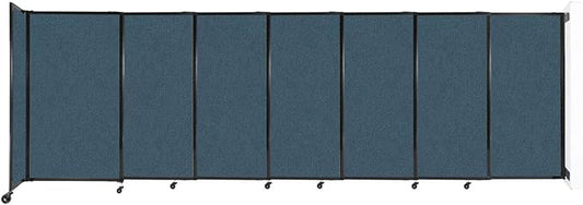 Wall-Mounted Sliding StraightWall Room Divider | Adjustable Widths | Locking Wheels | Room Separator | Up to 15'6" Wide x 5' Tall Caribbean Fabric Panels