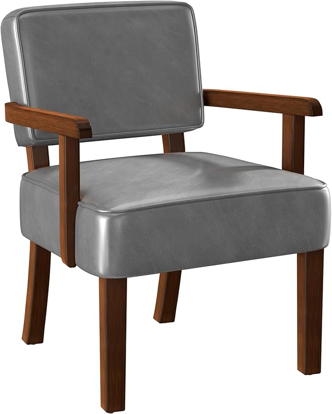 PU Leather Accent Chair, Oversized Living Room Chairs with Soft Seat and Armrests, Armchair for Bedroom, Dinning, Reading, Waiting Rooms