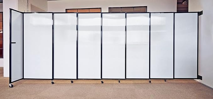 Wall-Mounted Sliding StraightWall Room Divider | Adjustable Widths | Locking Wheels | Room Separator | Up to 19'9" Wide x 6'10" Tall Red Fabric Panels