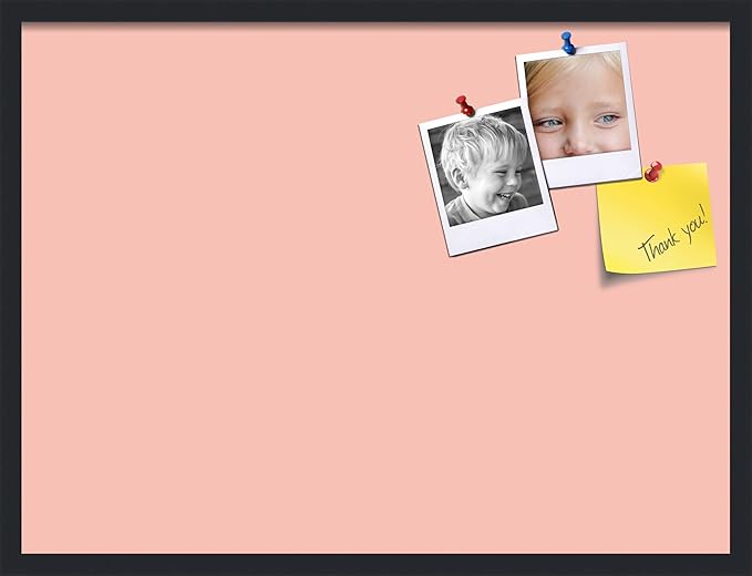 PinPix 32x24 Inch Cork Bulletin Board. This Decorative Framed Pin Board Comes with Pink Pastel Design and a Satin Black Frame. Ideal for Home Office Decor or Message Board (PinPix-1813)