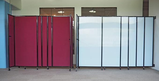 Wall-Mounted Sliding StraightWall Room Divider | Adjustable Widths | Locking Wheels | Room Separator | Up to 7'2" Wide x 6'10" Tall Black Fabric Panels