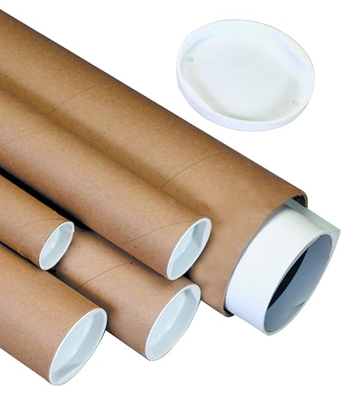 BOX USA BP2022K Mailing Tubes with Caps, 2" x 22", Kraft (Pack of 50)