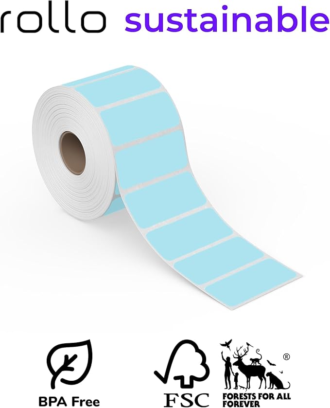 Rollo Direct Thermal 2x1 Sticker Labels - Roll of 1,000 Yellow Thermal Labels - Multi-Purpose Thermal Printer Stickers