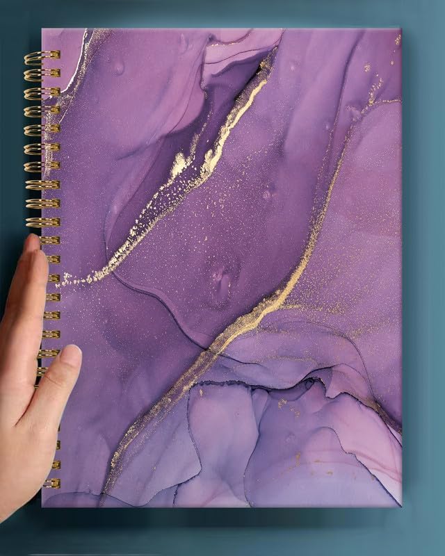 Spiral Journal Notebook,A5 Hardcover Lined Journals for Women Girl 6 x 8.3 in,120 Pages Thick Paper,Cute College Ruled Writing Notebook for Gifts Office Work School(Chic Purple Marble)