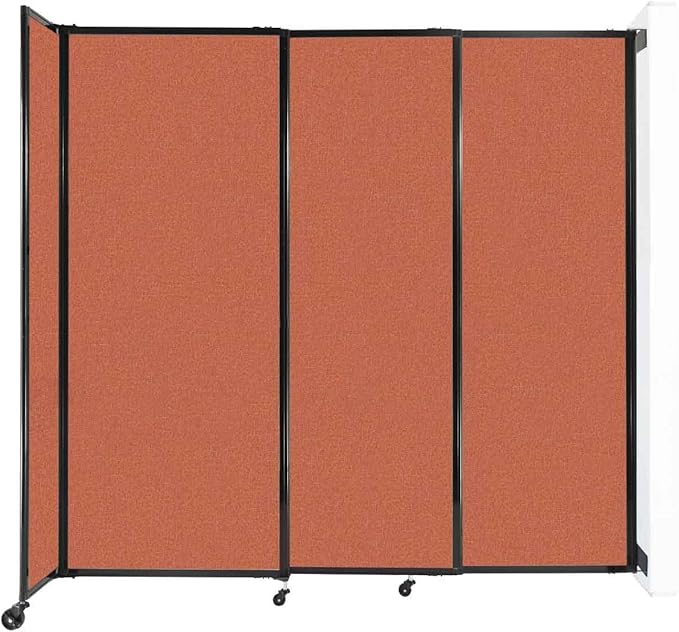 Wall-Mounted Sliding StraightWall Room Divider | Adjustable Widths | Locking Wheels | Room Separator | Up to 7'2" Wide x 6'10" Tall Papaya Fabric Panels