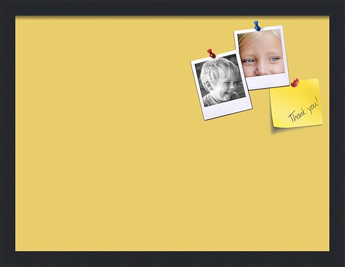 PinPix 20x15 Inch Cork Bulletin Board. This Decorative Framed Pin Board Comes with Honey Pastel Design and a Satin Black Frame. Ideal for Home Office Decor or Message Board (PinPix-1810)