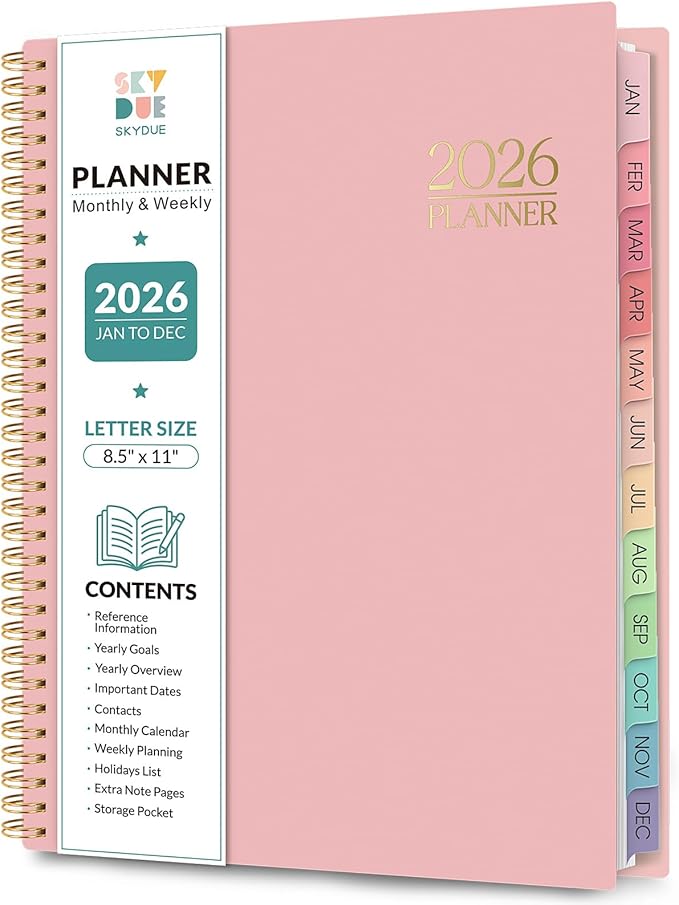 Planner 2026, 8.5" x 11" Monthly & Weekly Planner with Tabs, JAN - DEC 2026, Goal Setting & Time Management Organizer for Professionals & Students