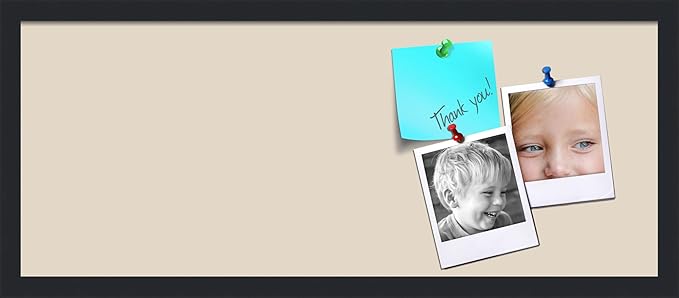 PinPix 30x12 Inch Cork Bulletin Board. This Decorative Framed Pin Board Comes with Desert Pastel Design and a Satin Black Frame. Ideal for Home Office Decor or Message Board (PinPix-1815)