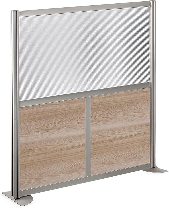 NBF Office Partitions - Cubicle Privacy Panel Wall Divider - Modern Room Separator with Quick Assembly - Indoor Laminate Free Standing Portable Room Divider Panel - 52" H x 49" W (Warm Ash)
