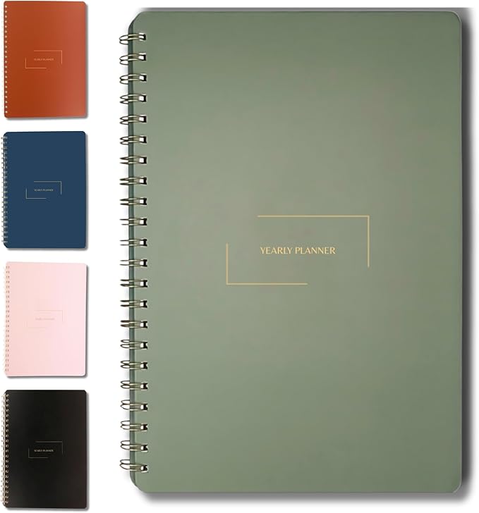 | Ultimate Yearly, Daily, Weekly, Monthly Planner | 8.25" x 11.75" | To Do List Notebook for Work | Simple Design | Multiple Layouts | Academic Planner and Organizer Notebook (Evergreen, Yearly Planner - Portrait)