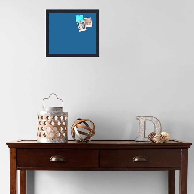 PinPix 15x13 Inch Cork Bulletin Board. This Decorative Framed Pin Board Comes with Navy Pastel Design and a Satin Black Frame. Ideal for Home Office Decor or Message Board (PinPix-1811)