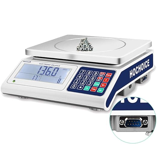 Industrial Counting Scale Gram Scales for Parts and Coins 66lb/0.00022lb-30kg / 0.1g Accuracy with RS232 Port for Connecting Computer or Printer
