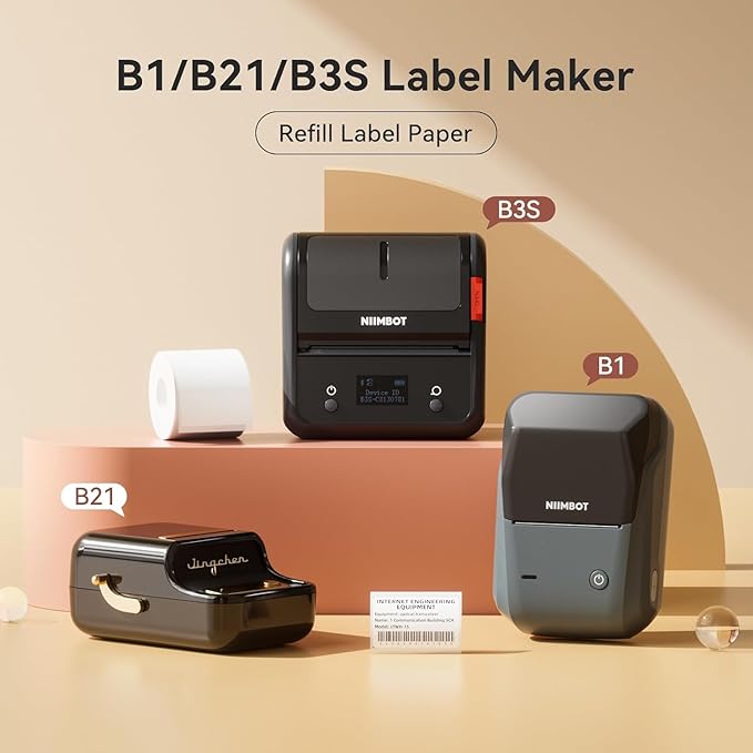 3 Rolls Labels for NIIMBOT B1 B21 B3S B31 K3, 1.57'' x 1.18'' (40x30mm) Kitchen Labels for Containers, Waterproof, Oil-Proof and Tear-Proof Thermal Printer Labels