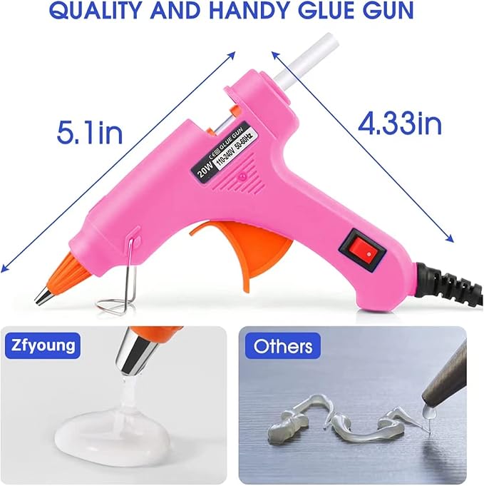 Mini Hot Glue Gun 30pcs Glue Stick Hot Glue Gun Set for Quick Fix Artist DIY Art Home 20w Pink