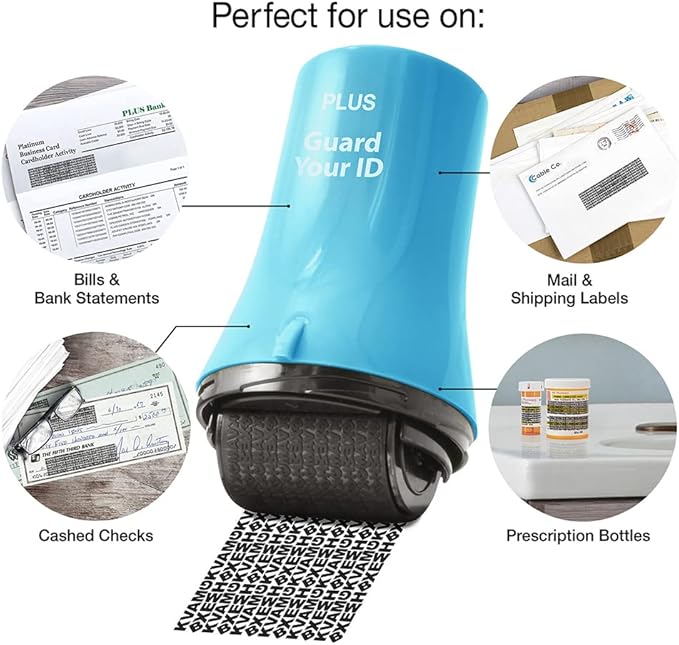 Wide Advanced ID Roller, Protect Your Private Information with Guard Your ID Theft Prevention and Confidential Roller Stamp, Easy to use Mess-Free Address Blocker, ASOTV (Wide 3-Pack, Turquoise)