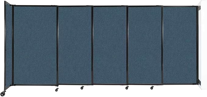 Wall-Mounted Sliding StraightWall Room Divider | Adjustable Widths | Locking Wheels | Room Separator | Up to 11'3" Wide x 5' Tall Caribbean Fabric Panels