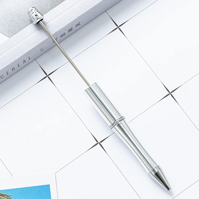 PASISIBICK Plastic UV Beadable Pens, Bead Pens for DIY PPL Gift with Shaft Black Ink, 18 Pieces