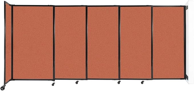 Wall-Mounted Sliding StraightWall Room Divider | Adjustable Widths | Locking Wheels | Room Separator | Up to 11'3" Wide x 5' Tall Papaya Fabric Panels