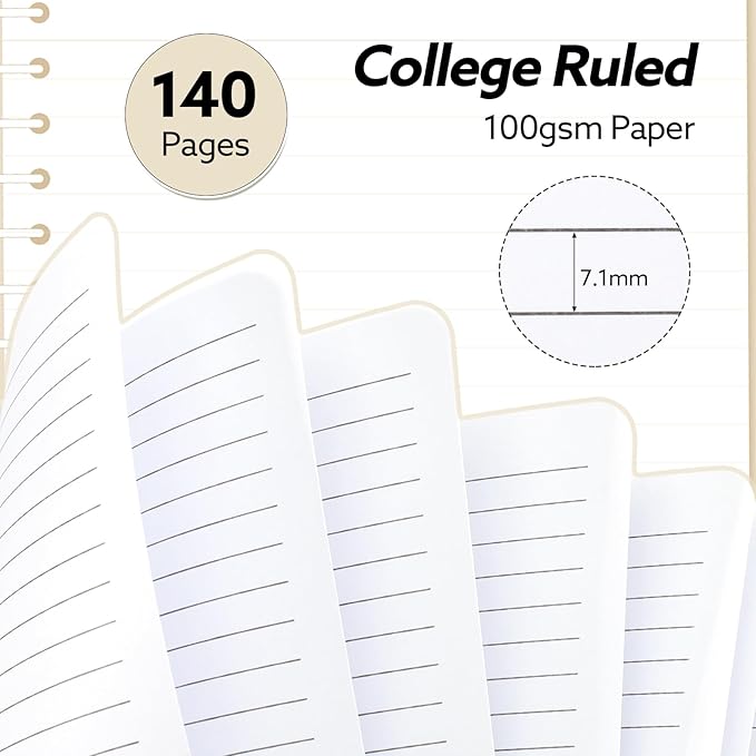 3 Pcs Spiral Notebook 5.9x8.3, 140 Pages Small Notebook for Women A5 College Ruled Journals Cute Notebooks with Large Pockets and Index Stickers for Home School Office Use(Green, Beige, Orange)